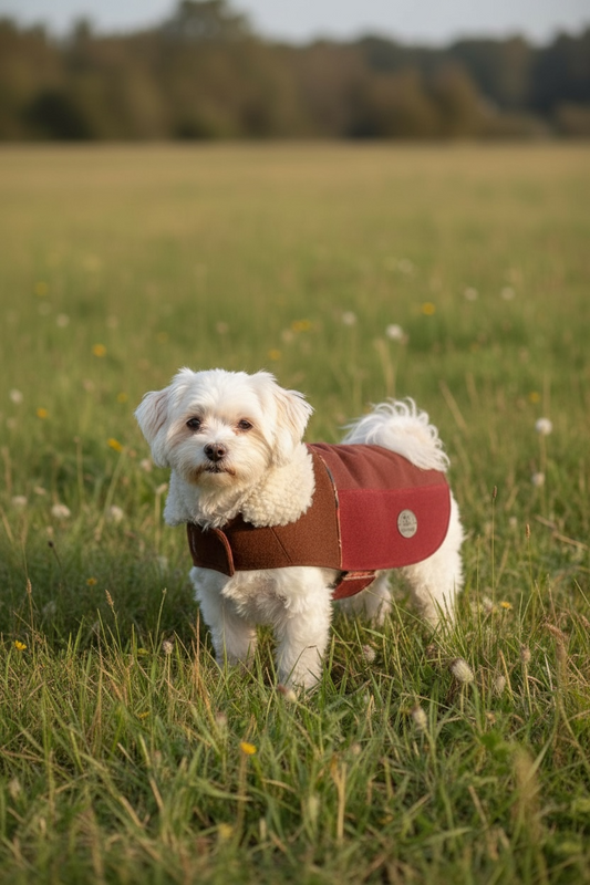Manteau pour chien en laine & cachemire – Nuances Bordeaux & Tartan Rouge – Pièce Unique, Fait Main en Italie taille XL