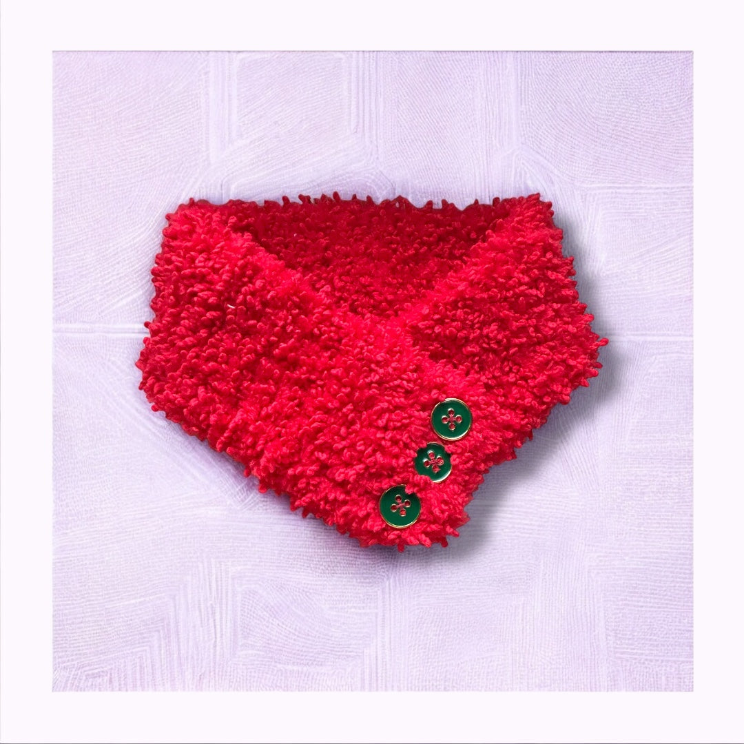 Sciarpa artigianale in lana acrilica bouclé – Rosso vivace