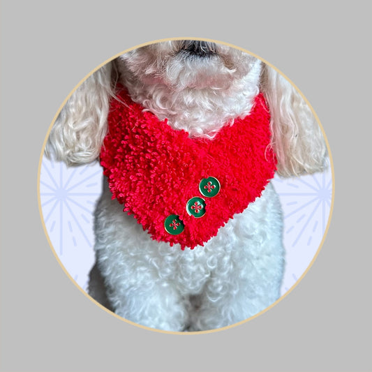 Écharpe artisanale en laine acrylique bouclée – Rouge vif