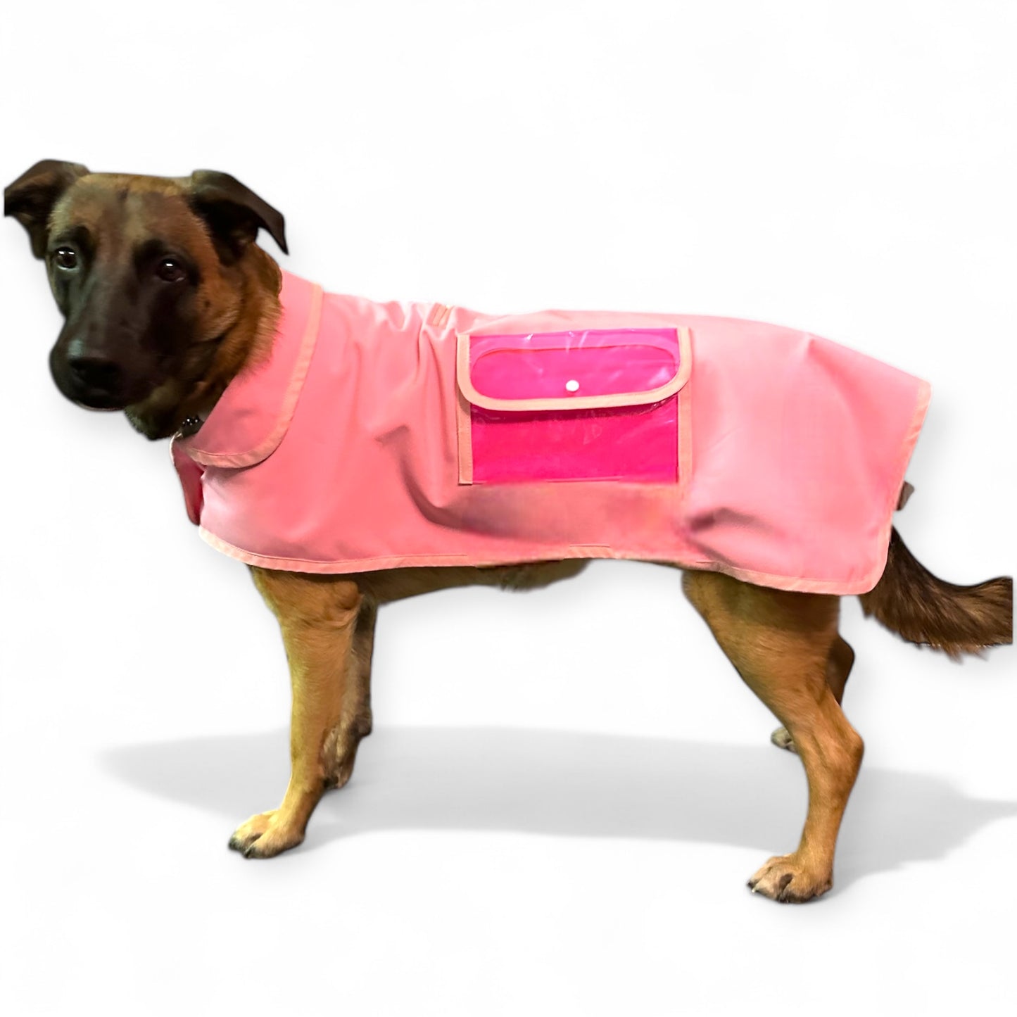 Cappotto Rosa Confetto in Soft Shell con Tasca Fucsia Trasparente