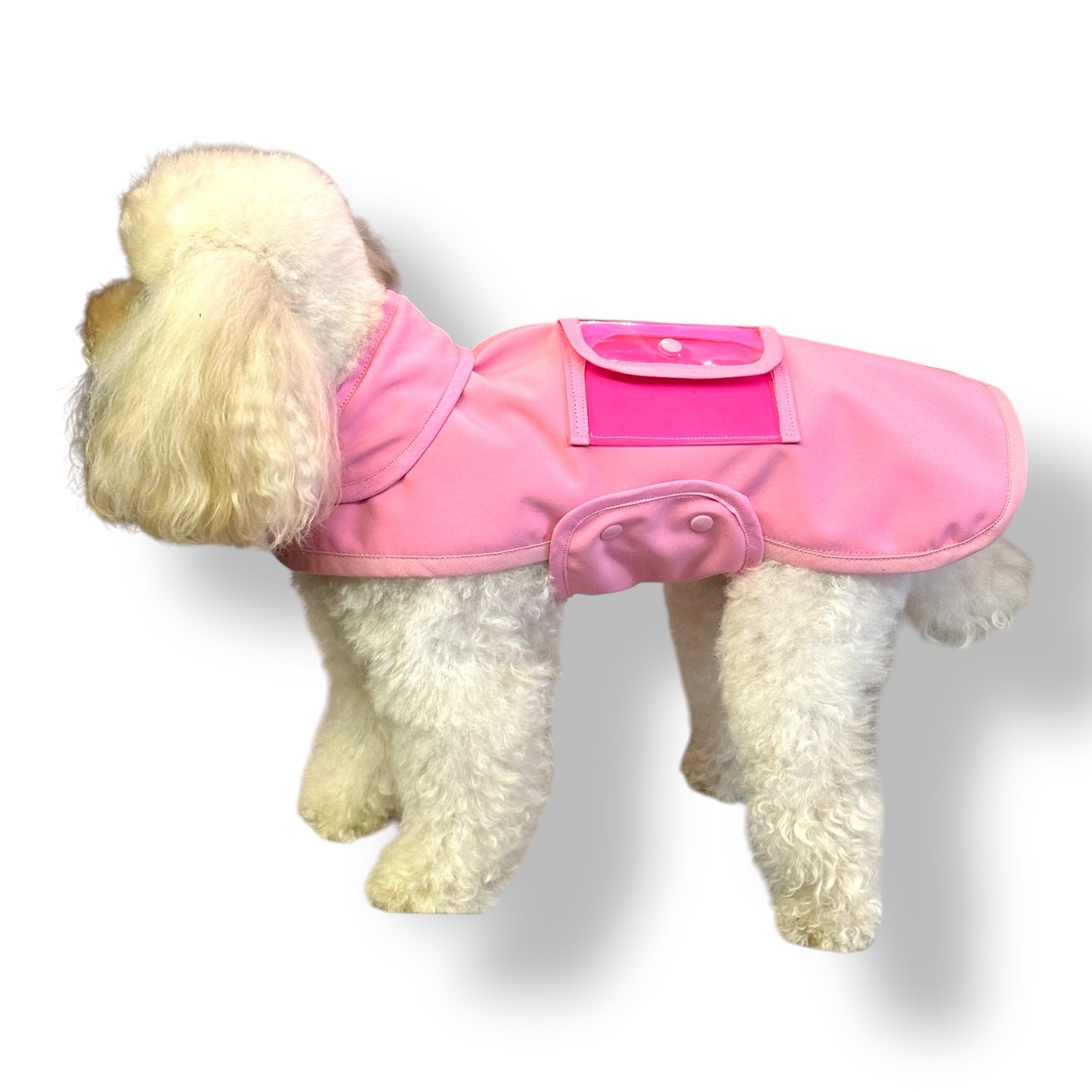 Cappotto Rosa Confetto in Soft Shell con Tasca Fucsia Trasparente