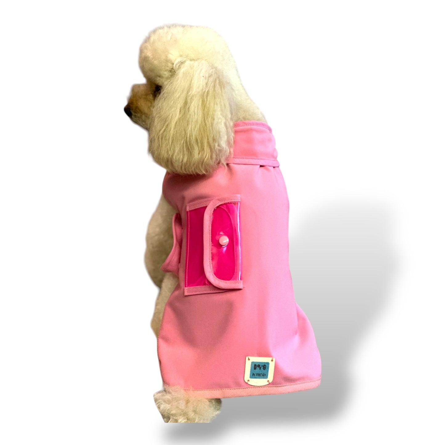 Cappotto Rosa Confetto in Soft Shell con Tasca Fucsia Trasparente