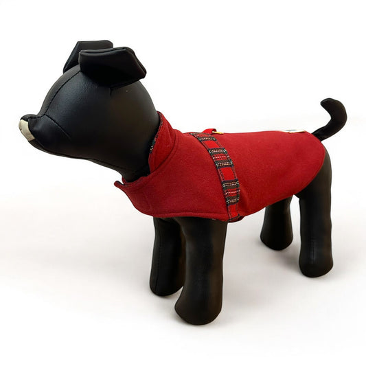 Manteau luxe chien en pur cachemire rouge