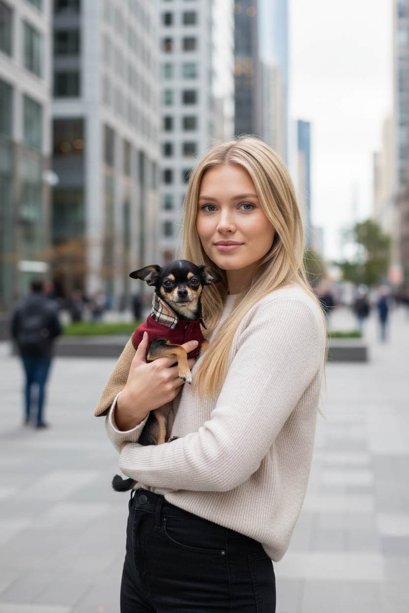 Manteau pour Chien Luxe Bicolore Bordeaux & Camel – Cachemire Façon Zibeline et Tartan – Pièce Unique, Taille S | Dog in Trend