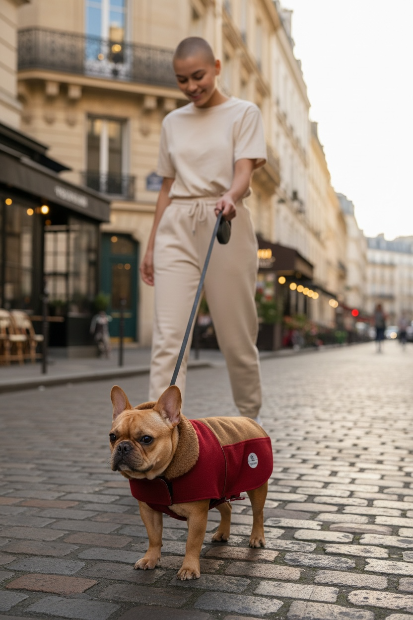 Manteau Artisanal pour Chien en Laine & Cachemire – Bordeaux Profond et Camel (Pièce Unique)- Taille XXL
